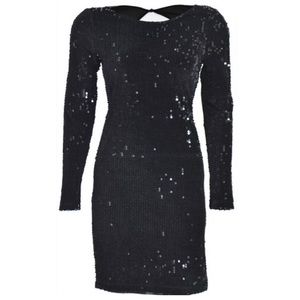 Alice & Olivia Steffe Sequins Open Back Dress